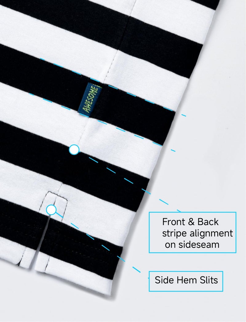 Zengjo Black and White Striped Long Sleeve Shirt(XXL,Black&White Wide) - Image 4